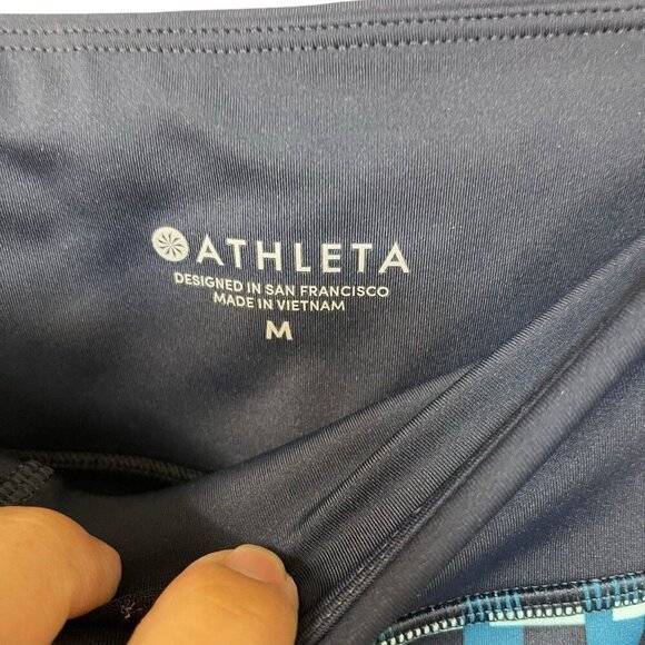 Athleta Leggings Women Medium Blue Timeless Contender Mesh Capri Cropped - Picture 2 of 3